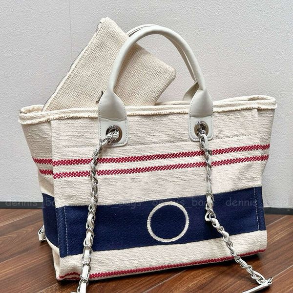 Large Beach Bags Woman Designer Shoulder Bag Totes 26S 2026 Summer Canvas Casual Shopping Bag Blue Tote Chain Handbag