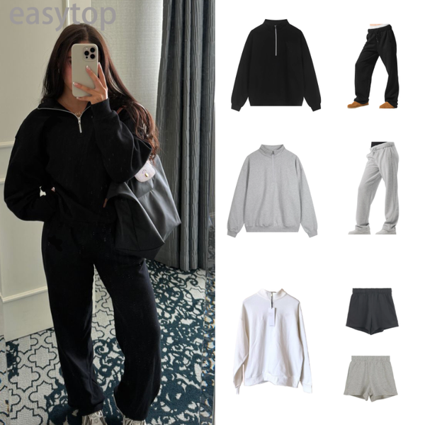 10A Hot Sale Breathable Casual Pullover Quarter Zip Stand Collar Hoodie Comfortable Sports Pant Designer Bag Quick-dry Bra Set Women Clothes Hoodie