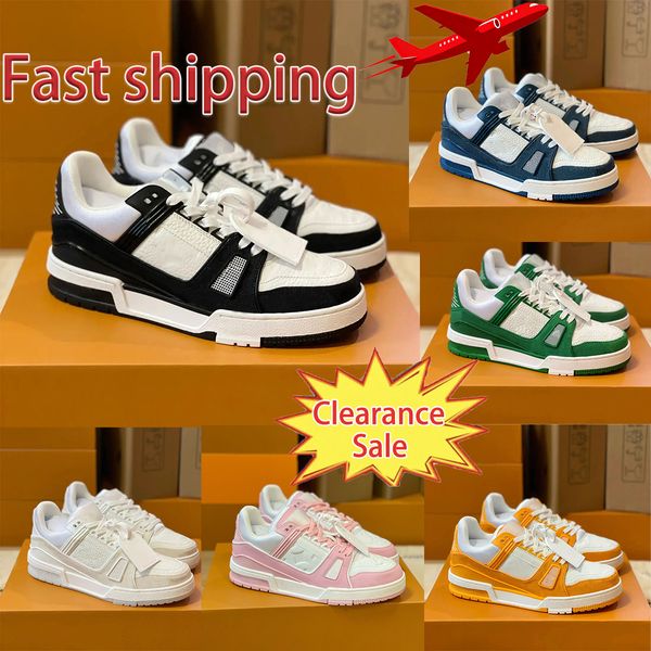Designer skates Trainer Casual Leather and Denim Patchwork Low-Top Fashion Sneakers Trainer Mens Womens Outdoor Shoes