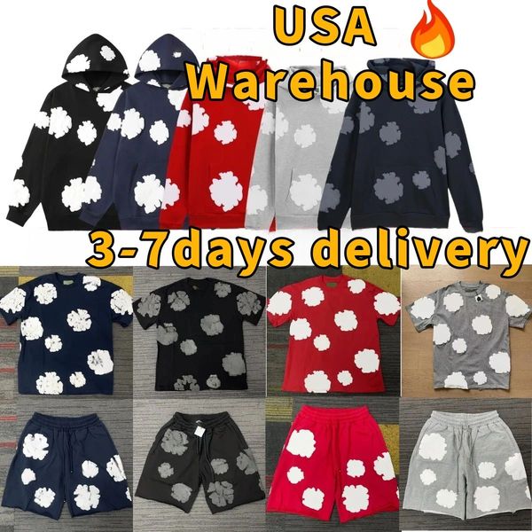 denim tearhoodie designer Mens hoodie denim hoodie short t shirts pullover hooded shorts designer for man and woman hip hop fashion sweatpants Cotton Sweatshirt