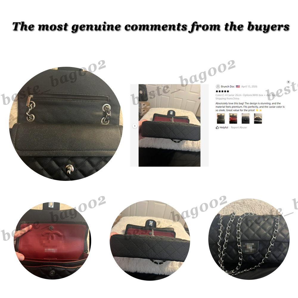 10A Caviar cf Classic Designer bags Shoulder Bag Sheepskin Women's Crossbody Bags Diamond Pattern Metal Chain Doube C Letters Flap Closure Handbag cc bag 25bag